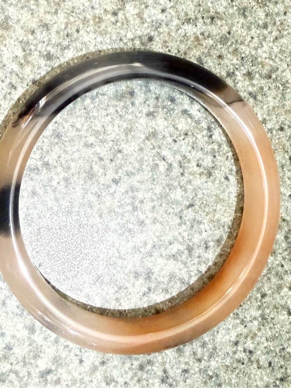 Natural 61.4mm/2.41 inch Peach Black Smoky Silk Jade Bangle Bracelet